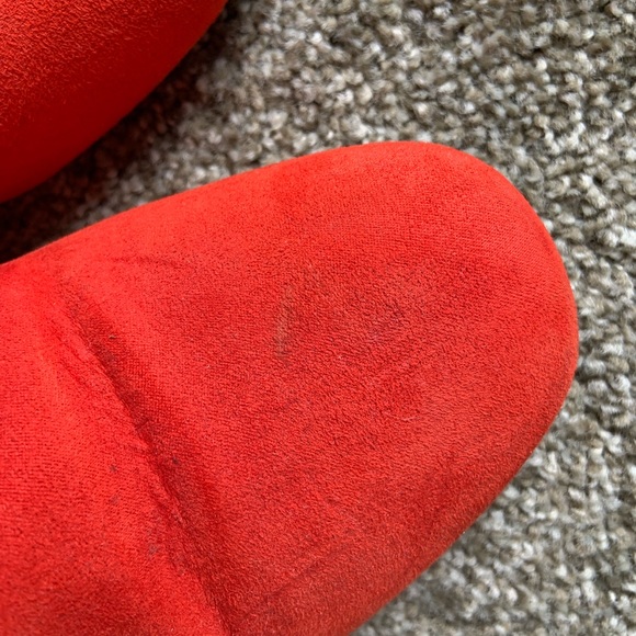 Tomato red suede heeled boots - M&S size 7 - Picture 11 of 11